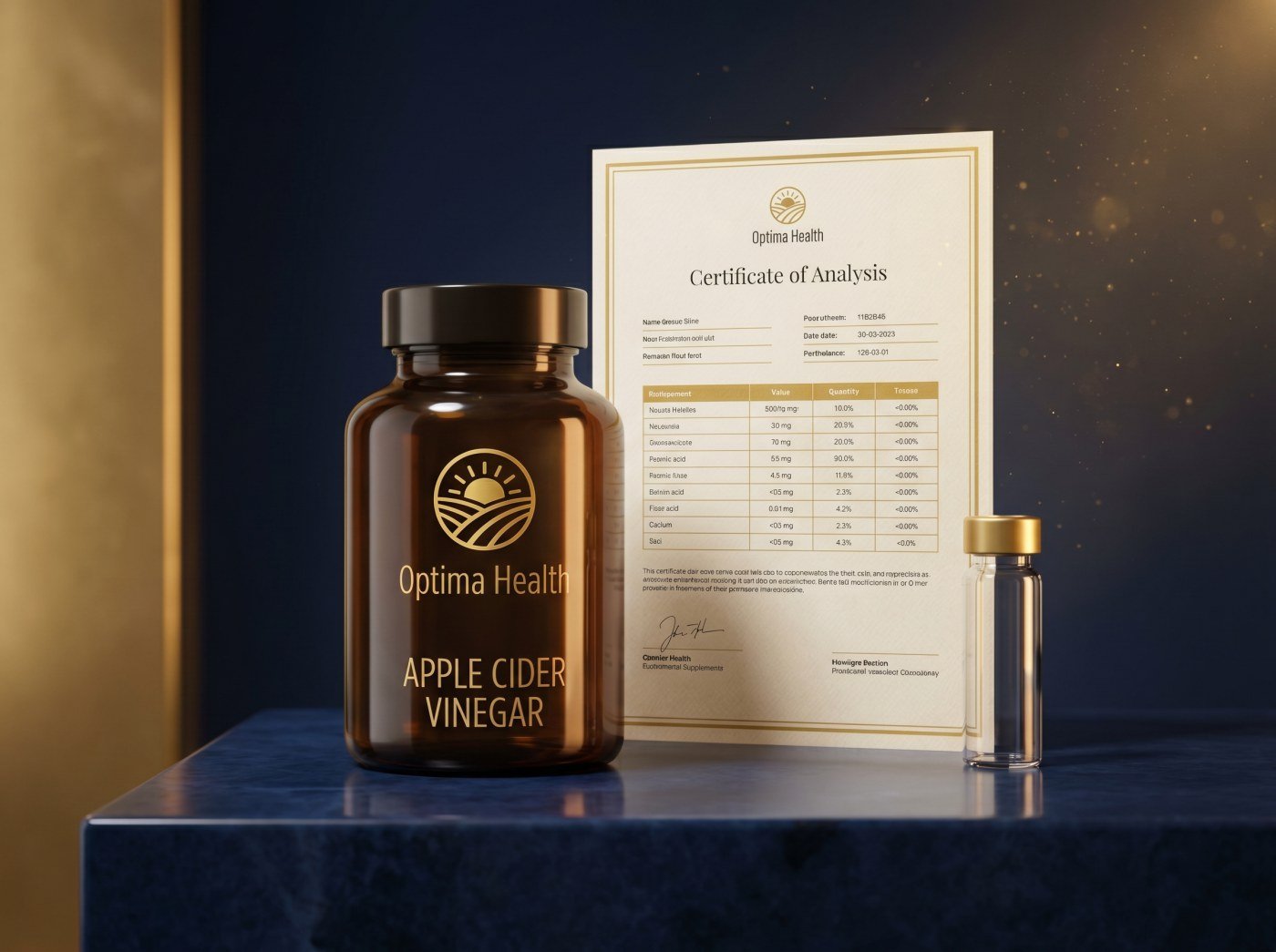 Optima Health bottle with certificate of analysis